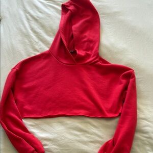 Fashion Nova Red Cropped Long Sleeve Hoodie